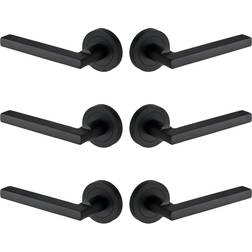 Designer Levers Scylla Matt Black on Rose Door Handle 3pcs