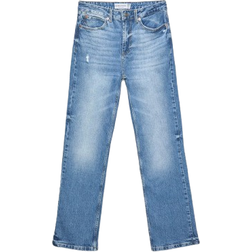 Stradivarius D98 Straight Leg Vintage Effect Jeans - Blue Denim
