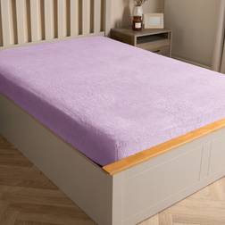 Brentfords Teddy Fleece Fitted King Lilac Bed Sheet Purple (200x152cm)