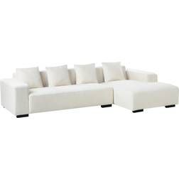 Beliani Modern Boucle Corner Left Hand L-Shaped 4 Seater Throw Pillows White Lungo Sofa