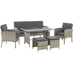 Juskys Turin - Mottled Grey Lounge-Set, 1 Tisch einschl. 2 Stühle & 1 Sofas