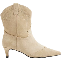 River Island Womens Beige Suede Kitten Heeled Western Boots