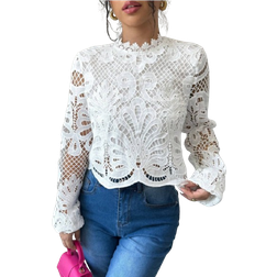 Shein White Lace Long Sleeve Casual Shirt