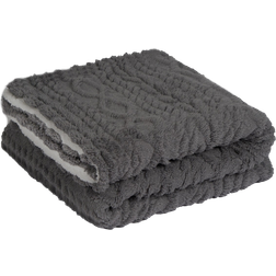 OHS Cable Knit Sherpa Blankets Grey (160x130cm)