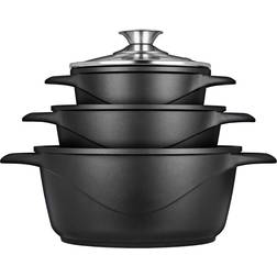 Smile Batería De Cocina Inducción 6 Piezas Aluminio Fundido 3 Ollas Juego de utensilios de cocina con tapa 6 Piezas