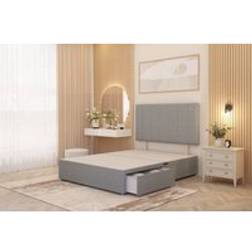 Somnior Austin Divan Bed Base with 2 Storage Drawers and Headboard Light Grey Double