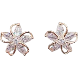 Shein Cubic Zirconia Flower Stud Earrings