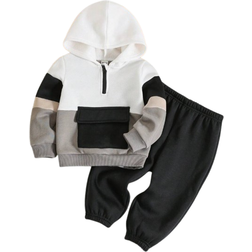 Shein pcsSet Baby BoyGirl AllMatch Sportswear Hoodie And Pants Set Casual Chic Streetwear Outfit For Daily Wear And Outdoor Activities