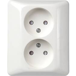 Elko Stikkontakt Dobbel Innfelt Uten Jord RS1051 PT PH