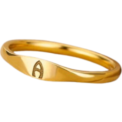 Shein 1pc European And American Style Simple Fashion Gold Stainless Steel Alphabet Ring For Men And Women, Daily Wear
