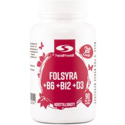Healthwell Folsyra+B6+B12+D 90 st