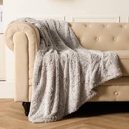 OHS Faux Fur Two Tone Blankets Natural (150x125cm)