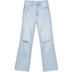 Stradivarius D92 Straight Wide Leg Jeans - Medium Light Blue Denim