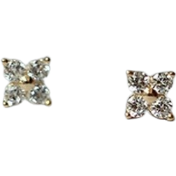 Shein 1pair Fashion Copper Cubic Zirconia Flower Stud Earrings For Women For Mother's Day