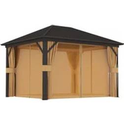 OutSunny 3.6 x 3 m Aluminium Hard-Top Gazebo with Screened Curtain