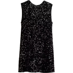 H&M Paillettenkleid Mit Bindebändern - Schwarz