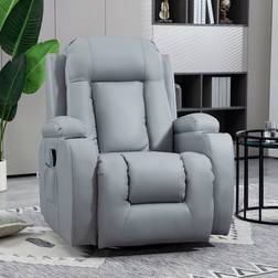 Homcom Manual Recliner Chair with 8 Vibration and Heat Light Grey Armchair