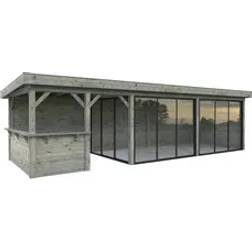 Palmako Carport Pavillon Connect Lenna 24.9 m2 Set 419 Slide Transparent Tauchgrundiert (Gebäudefläche )