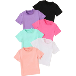 Shein pcs Young Girl Casual Comfortable AllMatch Solid Color Round Neck Short Sleeve TShirt Set Summer Ideal Gift For Girls