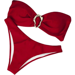 Shein Sexy Solid Color Bandeau Bikini - European/American Style