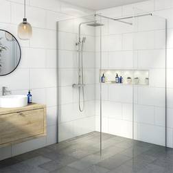 Diamond Wet Room Shower Screens 8mm Chrome