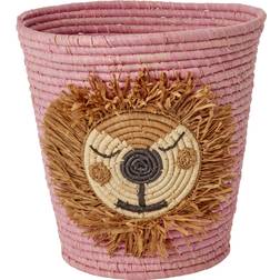 Rice Round Raffia Kurv Med Lion Head 20 x 30 cm