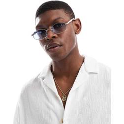 Bershka Gold Frame Tinted Sunglasses - Blue