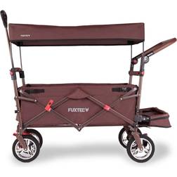Fuxtec Carrello Pieghevole Giardino FX-CT800 con Tettuccio Parasole Marrone