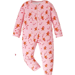 Shein Young Girl Gingerbread Print Snug Fit FrontZip Long Sleeve Jumpsuit Christmas