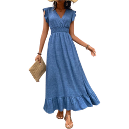 Shein Womens Casual And Minimalist Style WaistCinched MaxiLength Dress For Vacation
