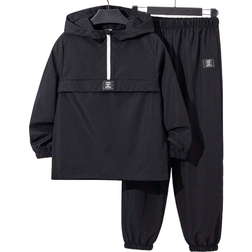 Shein pcs Tween Boys SemiOpen Hooded Jacket And Tapered Pants Set Casual Sports Style For AutumnWinter