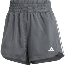 adidas Women's Pacer Training 3-Stripes Woven High-Rise Shorts Grey/white