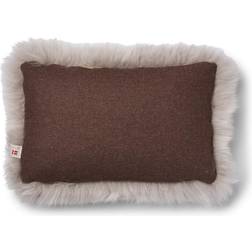 Natures Collection Lammfellkissen Langhaar Neuseeland 34x52 cm Komplettes Dekokissen Beige, Braun (52x34cm)