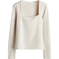 H&M Långärmad Topp I Trikå - Ljusbeige