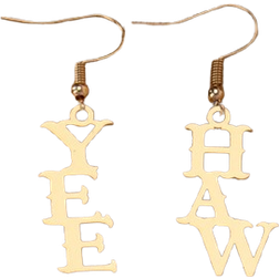Shein Pair Western Cowgirl Style YeeHaw Letter Metal Dangle Earring For Women