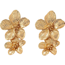 Shein 1pair Fashionable Outdoor Sports Vacation Style Elegant Romantic Hollow Out Flower Dangle Earrings For Women, Suitable For Daily Dating And Vacation