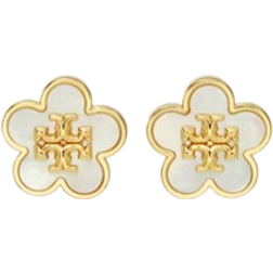 Tory Burch Kira Flower Stud Earrings GOLD MOTHER O