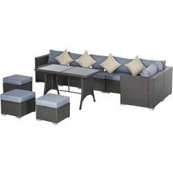 Dakota Fields 9 Person Seating Outdoor Lounge Set, 1 Table incl. 6 Chairs