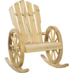 OutSunny Wooden Adirondack Rocking Chair Natural