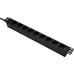 Prokord 19" Powersocket 9xoutlets 2m Black 9st Ström Cee 7/3