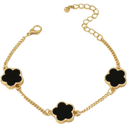 Shein 1pc Metallic Vintage Party Dance Style Black Flower Pendant Bracelet
