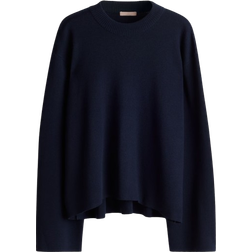 H&M Dame Blå Oversized trøje med buet kant