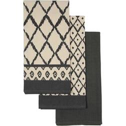 Dunelm Pack of 3 Global IKAT Tea Kitchen Towel Grey (70x50cm)