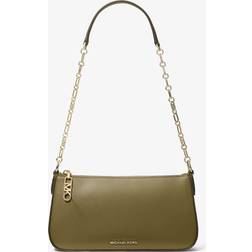 Michael Kors Empire Medium Leather Chain-Link Pochette - Green