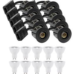 LEDlife 10 Stk Indbygningsspot Inno88 Udendørs Inkl 4,5W GU10 Sort IP44 Spotlight 10stk