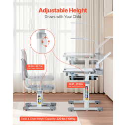 VEVOR Adjustable Kids Chair And Desk Set With Table Lamp