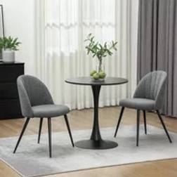 Homcom Modern Upholstered Black Kitchen Chair 79cm 2pcs
