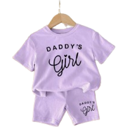 Shein Daddys Girl Baby Girl Casual Simple English Print Short Sleeve TShirt And Shorts Set Suitable For Summer