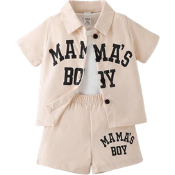 Shein pcsSet Baby Boys Letter Printed Casual Sports Shirt Short Sleeve TShirt And Shorts Set For Summer
