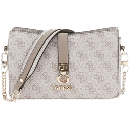 Guess Zamira Top Zip Shoulder Bag - Dark Taupe Logo